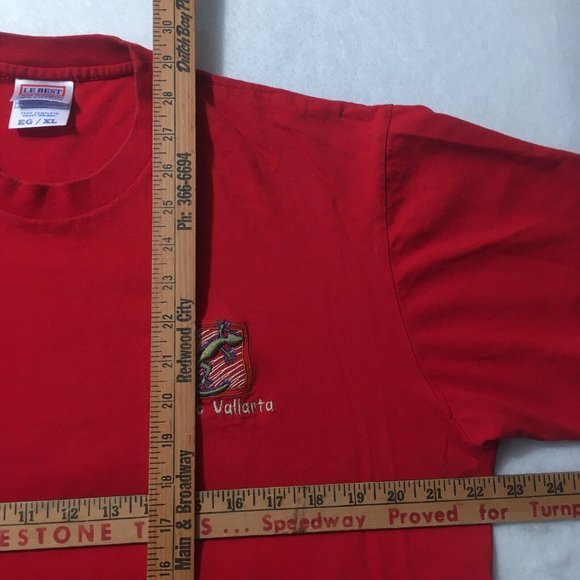 Vintage Puerto Vallarta Mexico Embroidered T-Shirt Men’s XL Heavy Cotton red - Picture 3 of 8